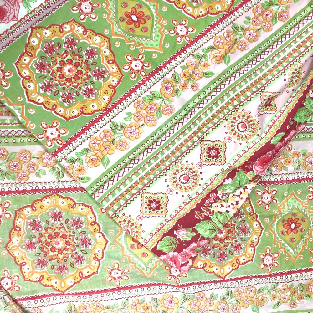 Vintage Full Flat Sheet Pink Floral Mandala Cannon - Picture 8 of 10